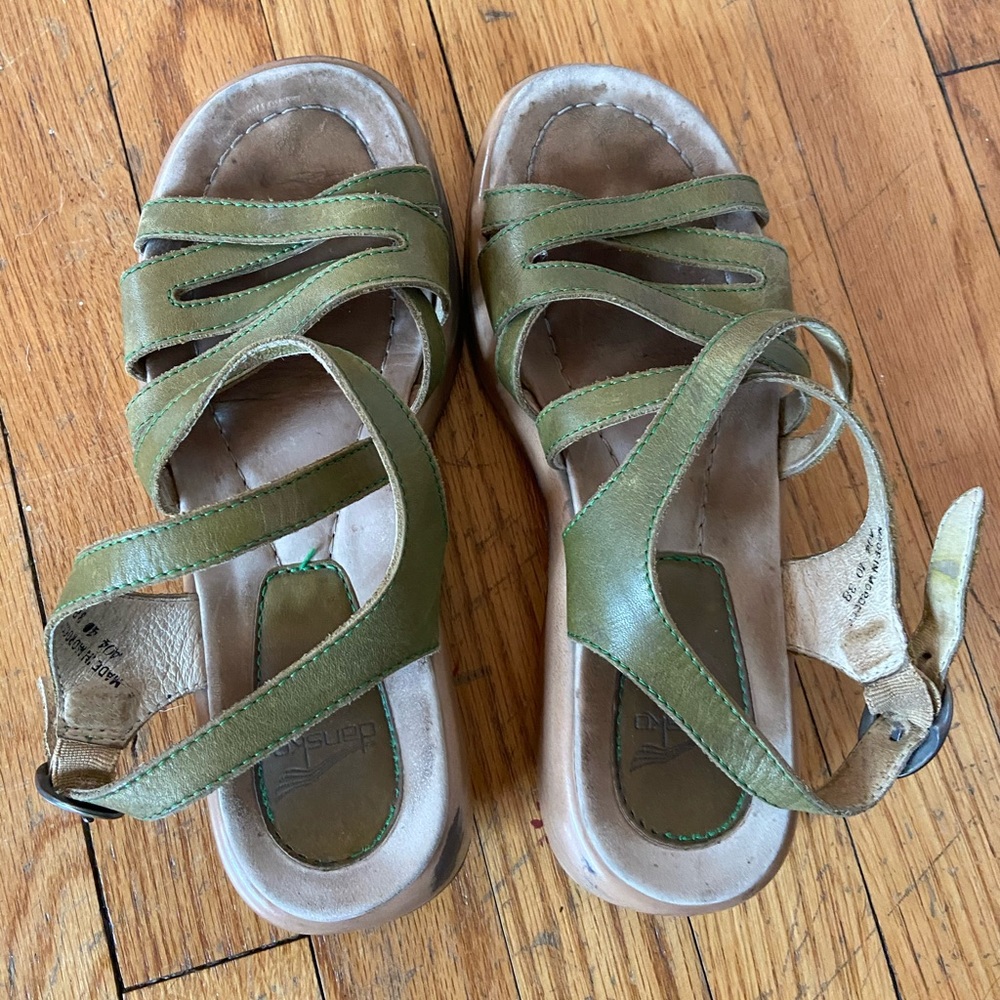 Dansko sage green platform sandals